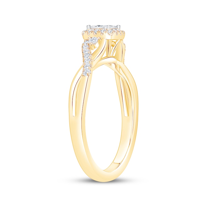 Main Image 2 of Now + Forever Round-Cut Diamond Cushion Halo Engagement Ring 1/4 ct tw 10K Two-Tone Gold