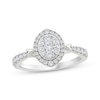 Thumbnail Image 1 of Now + Forever Multi-Diamond Center Oval Halo Engagement Ring 1/2 ct tw 14K White Gold