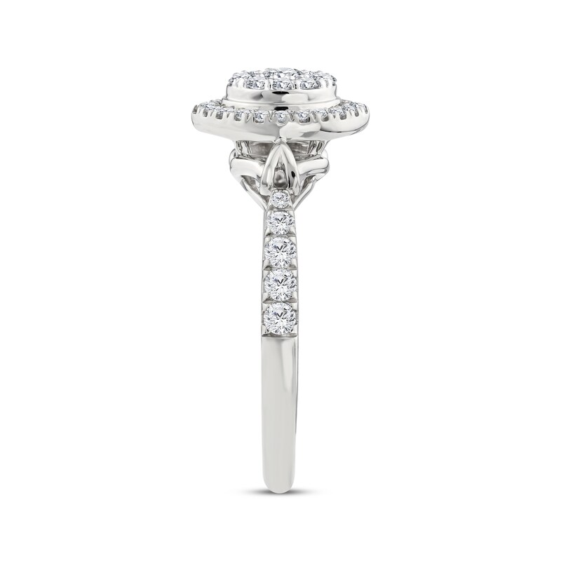 Main Image 2 of Now + Forever Multi-Diamond Center Oval Halo Engagement Ring 1/2 ct tw 14K White Gold