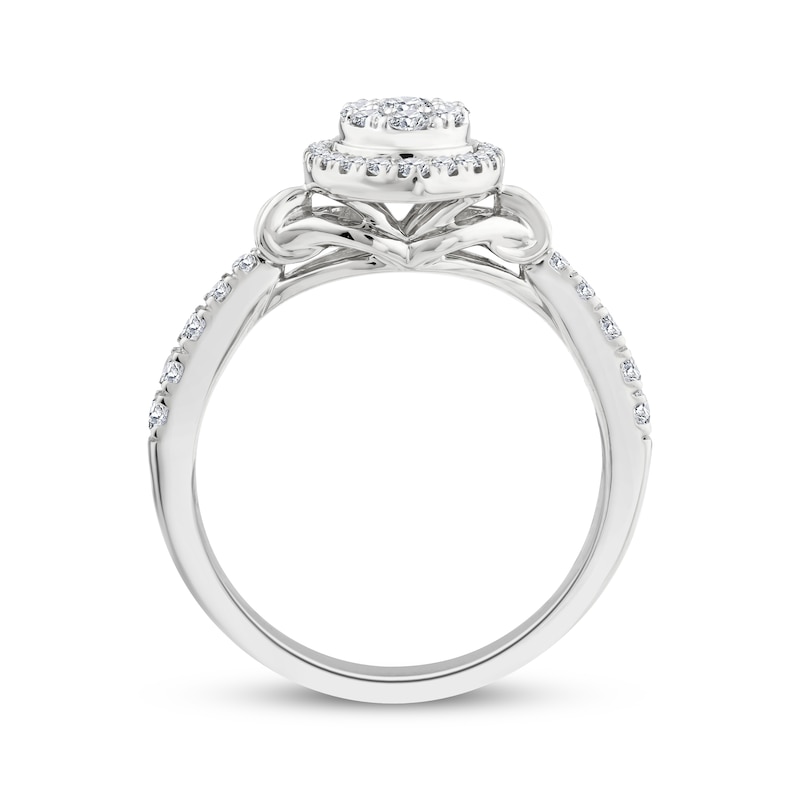 Main Image 3 of Now + Forever Multi-Diamond Center Oval Halo Engagement Ring 1/2 ct tw 14K White Gold