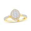 Thumbnail Image 1 of Now + Forever Multi-Diamond Center Oval Halo Engagement Ring 1/2 ct tw 14K Yellow Gold