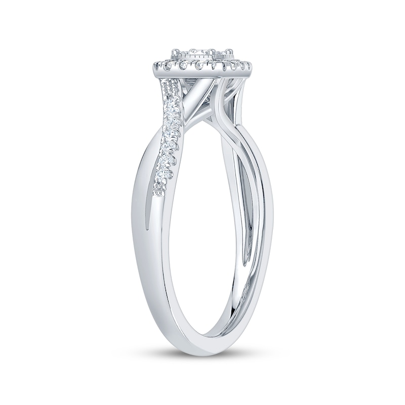 Main Image 2 of Now + Forever Round-Cut Diamond Halo Engagement Ring 1/4 ct tw 10K White Gold