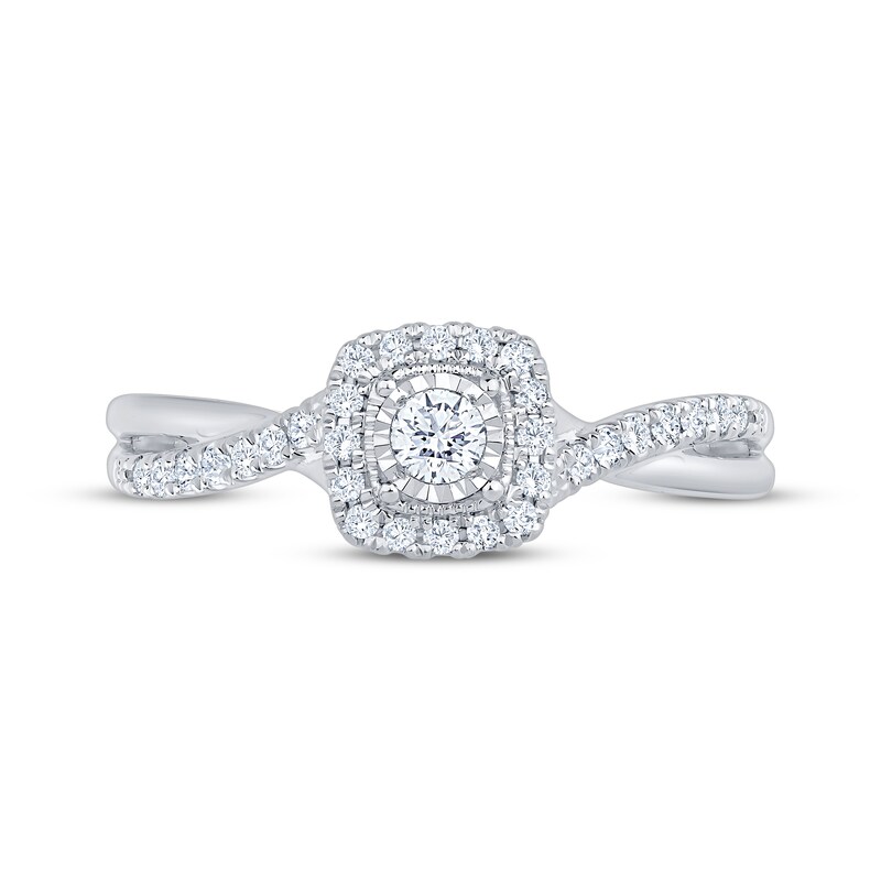 Main Image 3 of Now + Forever Round-Cut Diamond Halo Engagement Ring 1/4 ct tw 10K White Gold