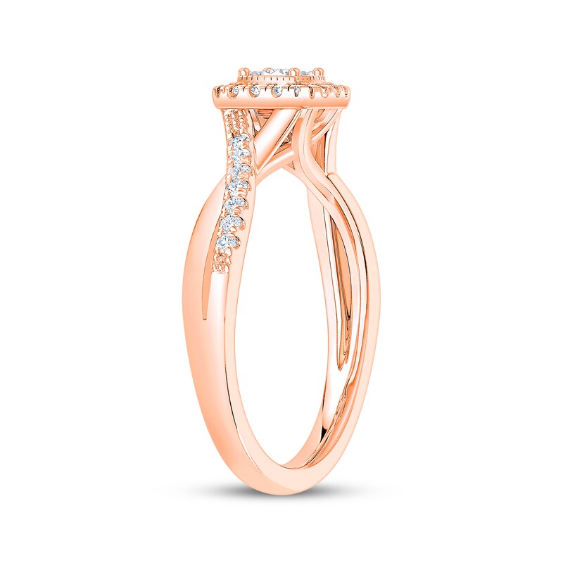 Main Image 2 of Now + Forever Round-Cut Diamond Halo Engagement Ring 1/4 ct tw 10K Two-Tone Gold