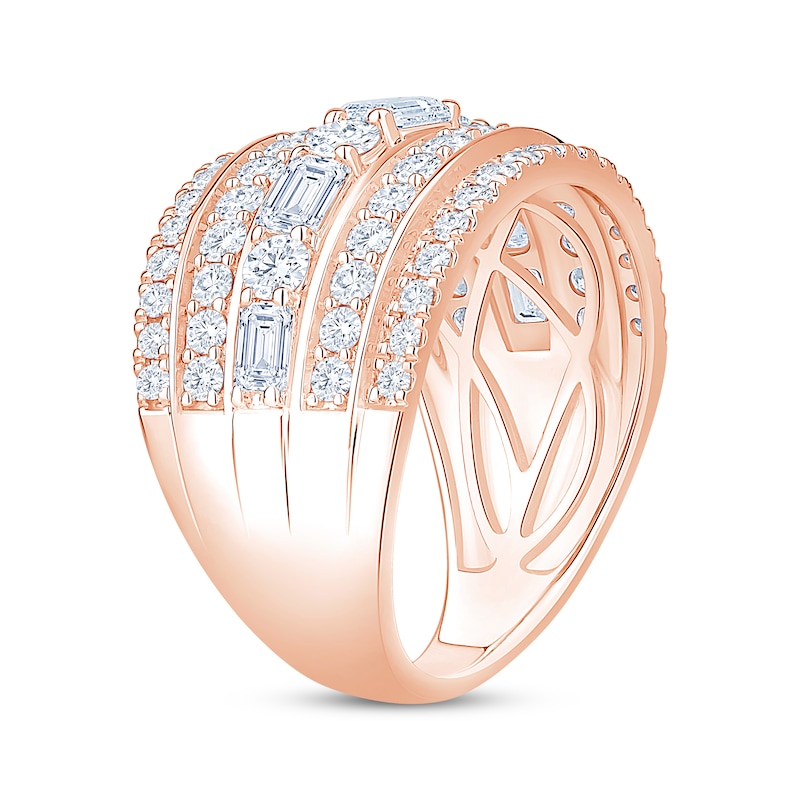 Main Image 2 of Now + Forever Lab-Grown Diamonds Round & Emerald-Cut Five-Row Anniversary Ring 2 ct tw 14K Rose Gold