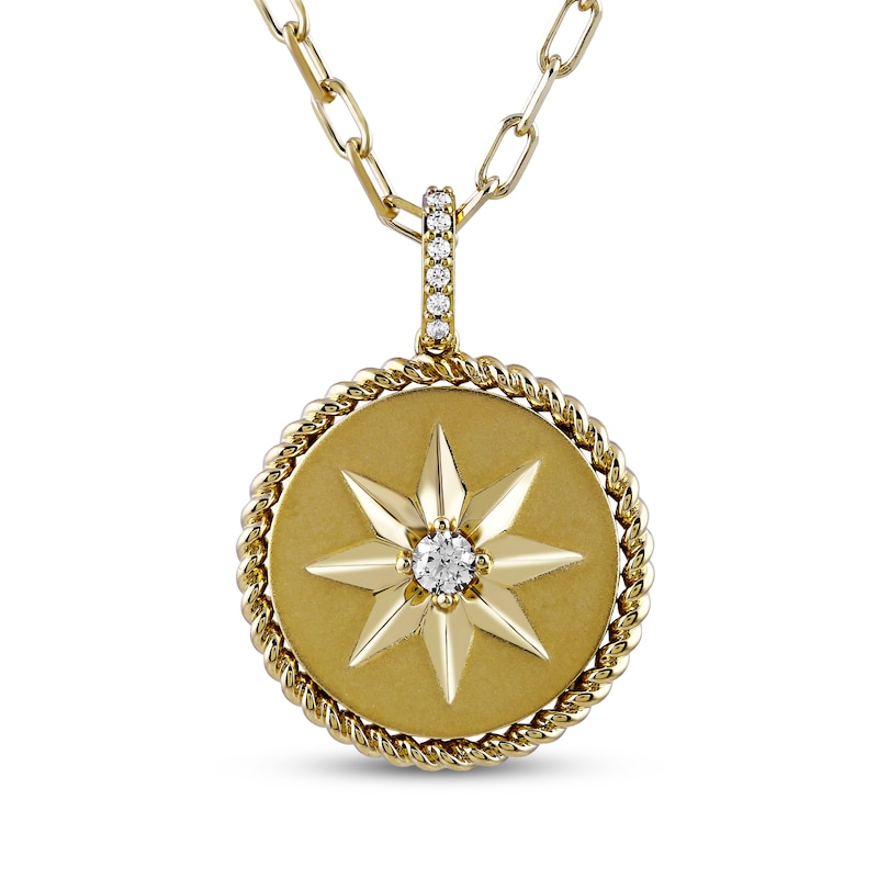 Main Image 1 of STUDIO BY KAY Lab-Grown Diamond Star Medallion Necklace 1/6 ct tw 24K Yellow Gold Vermeil Sterling Silver 18"