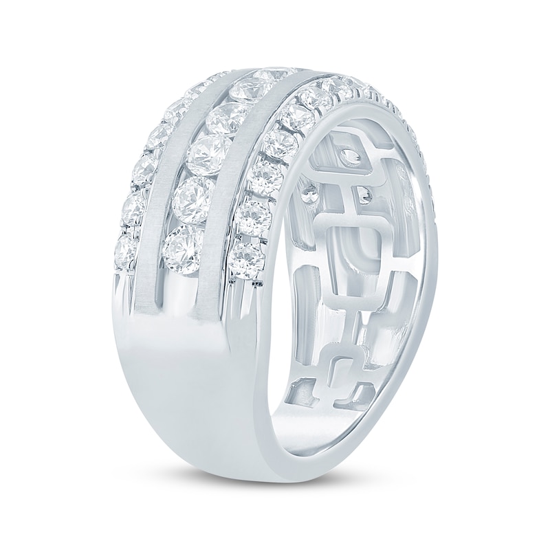 Main Image 2 of Now + Forever Lab-Grown Diamonds Men's Three-Row Wedding Band 2 ct tw 14K White Gold