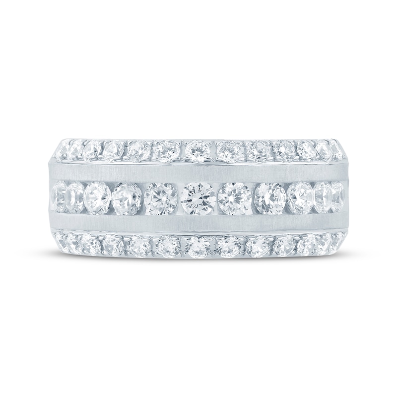 Main Image 3 of Now + Forever Lab-Grown Diamonds Men's Three-Row Wedding Band 2 ct tw 14K White Gold