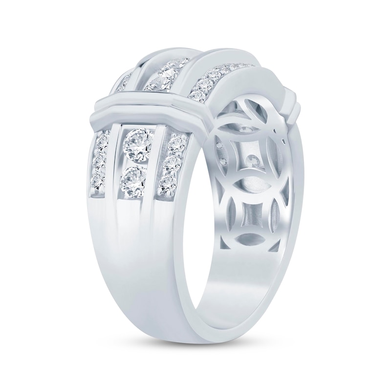 Main Image 2 of Now + Forever Lab-Grown Diamonds Men's Three-Row Collar Wedding Band 1-1/2 ct tw 14K White Gold