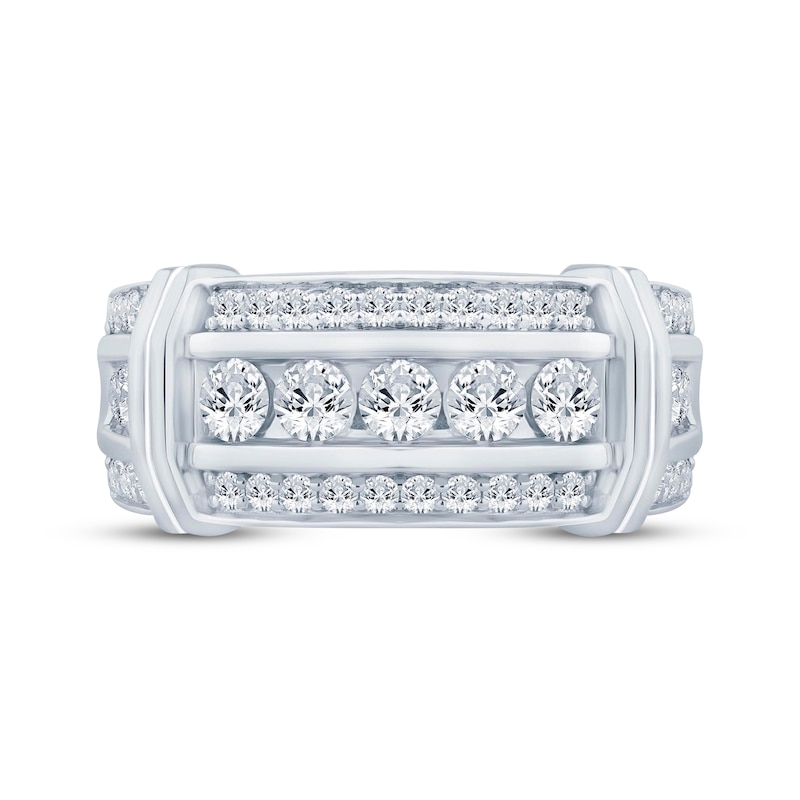 Main Image 3 of Now + Forever Lab-Grown Diamonds Men's Three-Row Collar Wedding Band 1-1/2 ct tw 14K White Gold
