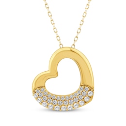 STUDIO BY KAY Lab-Grown Diamond Tilted Heart Outline Necklace 1/3 ct tw 24K Yellow Gold Vermeil Sterling Silver