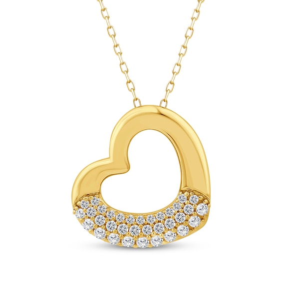 STUDIO BY KAY Lab-Grown Diamond Tilted Heart Outline Necklace 1/3 ct tw 24K Yellow Gold Vermeil Sterling Silver