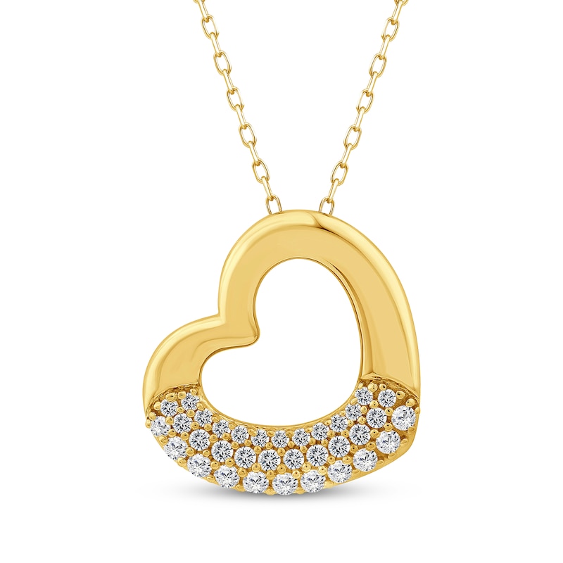 Main Image 1 of STUDIO BY KAY Lab-Grown Diamond Tilted Heart Outline Necklace 1/3 ct tw 24K Yellow Gold Vermeil Sterling Silver