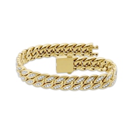 Men's Diamond Pavé Marquise Link Bracelet 2 ct tw 14K Yellow Gold-Plated Sterling Silver 8.5"