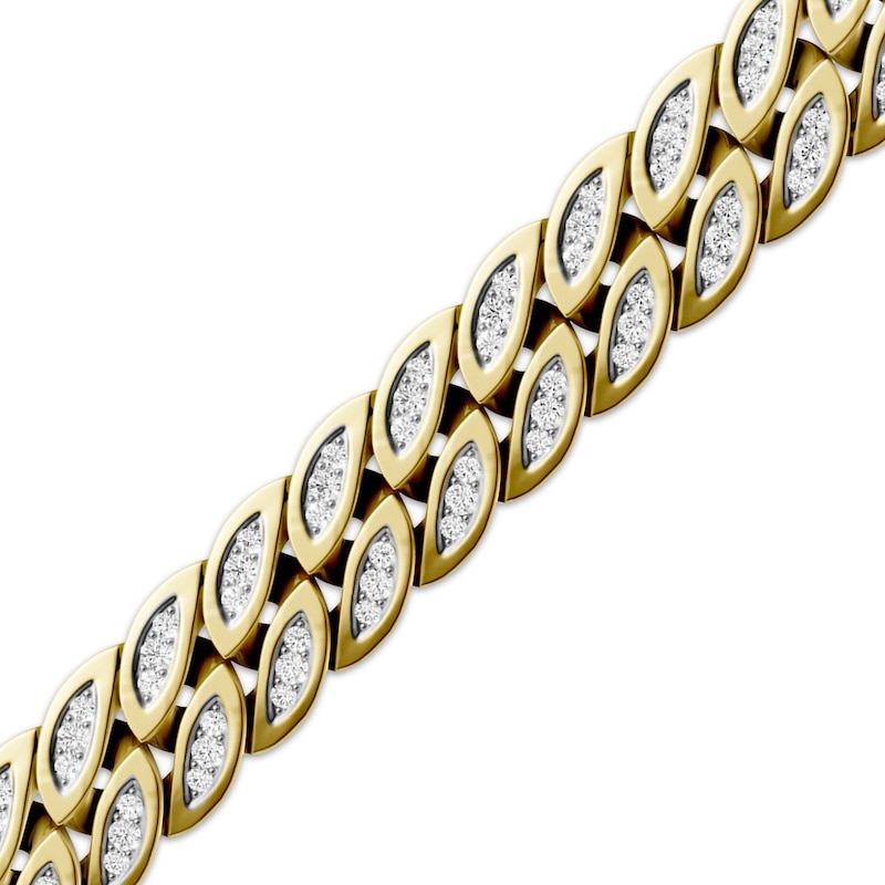 Main Image 2 of Men's Diamond Pavé Marquise Link Bracelet 2 ct tw 14K Yellow Gold-Plated Sterling Silver 8.5"
