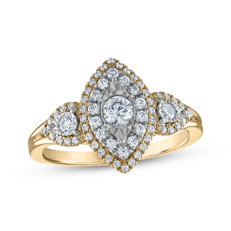 Main Image 1 of Now + Forever Multi-Diamond Double Halo Engagement Ring 5/8 ct tw 14K Yellow Gold