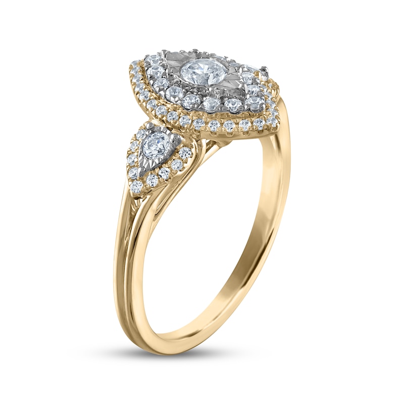 Main Image 2 of Now + Forever Multi-Diamond Double Halo Engagement Ring 5/8 ct tw 14K Yellow Gold