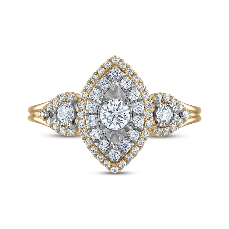 Main Image 3 of Now + Forever Multi-Diamond Double Halo Engagement Ring 5/8 ct tw 14K Yellow Gold
