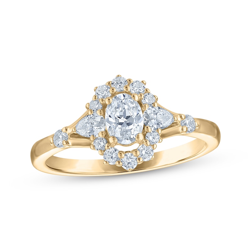 Main Image 1 of Now + Forever Oval-Cut Diamond Halo Engagement Ring 1 ct tw 14K Yellow Gold