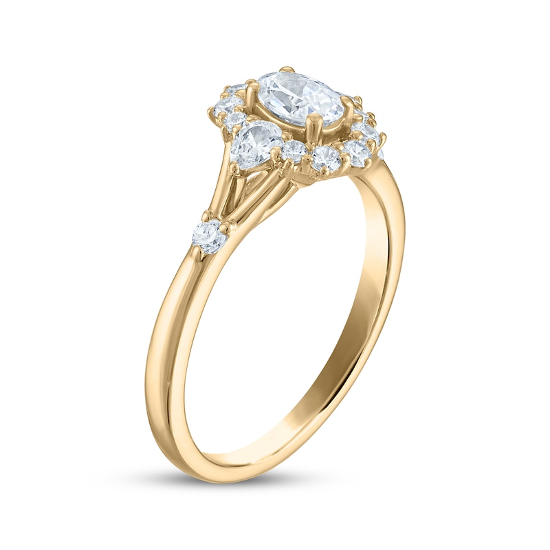 Main Image 2 of Now + Forever Oval-Cut Diamond Halo Engagement Ring 1 ct tw 14K Yellow Gold