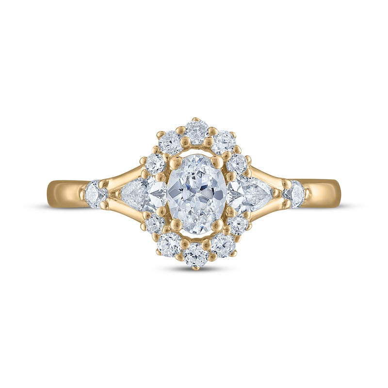 Main Image 3 of Now + Forever Oval-Cut Diamond Halo Engagement Ring 1 ct tw 14K Yellow Gold
