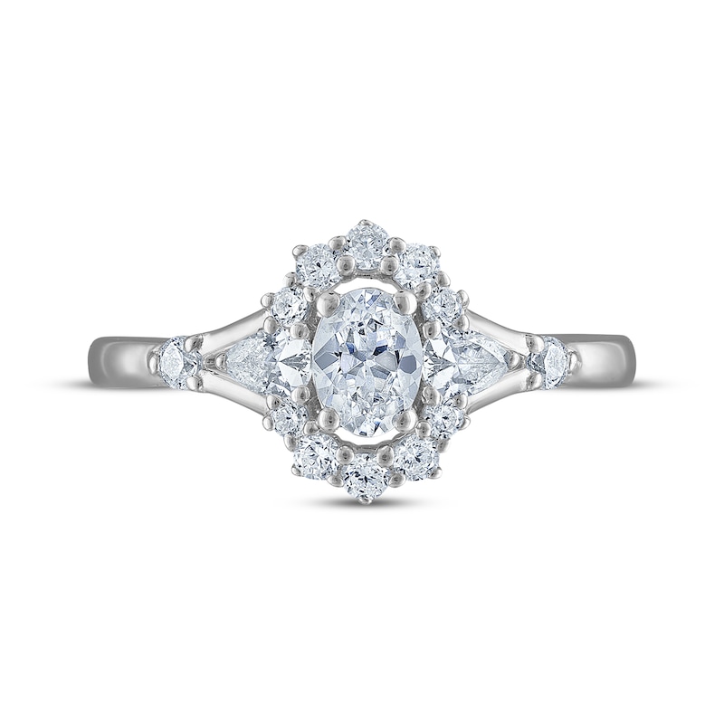 Main Image 3 of Now + Forever Oval-Cut Diamond Halo Engagement Ring 1 ct tw 14K White Gold