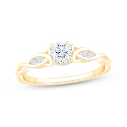 Now + Forever Round-Cut Diamond Celtic Love Knot Shank Engagement Ring 1/2 ct tw 14K Yellow Gold