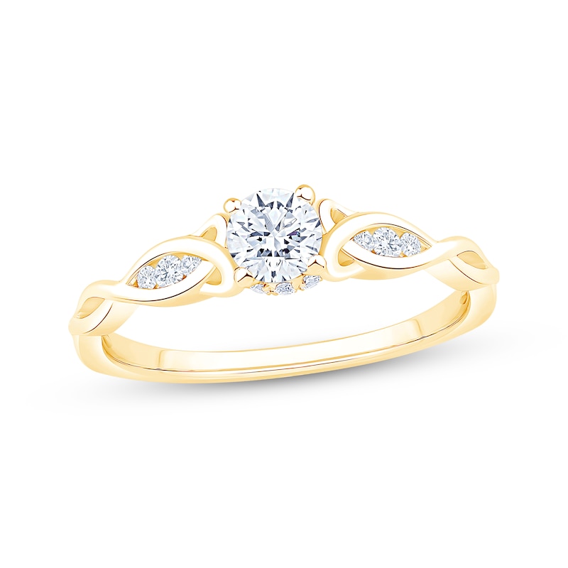 Main Image 1 of Now + Forever Round-Cut Diamond Celtic Love Knot Shank Engagement Ring 1/2 ct tw 14K Yellow Gold