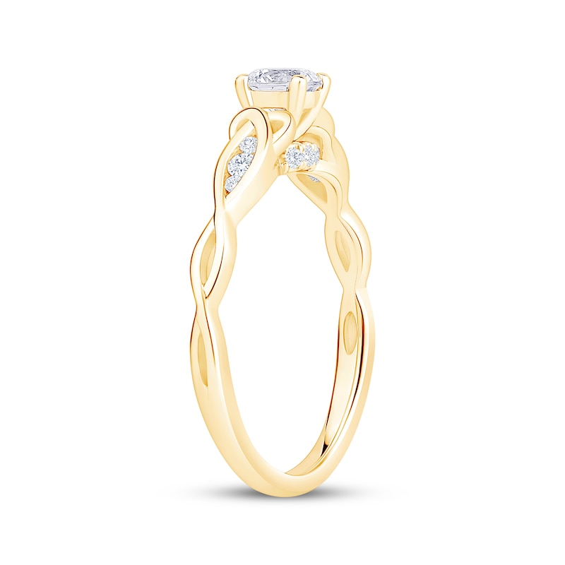 Main Image 2 of Now + Forever Round-Cut Diamond Celtic Love Knot Shank Engagement Ring 1/2 ct tw 14K Yellow Gold