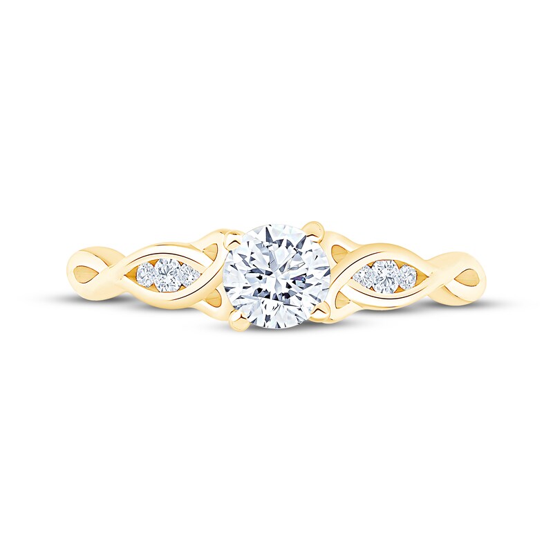Main Image 3 of Now + Forever Round-Cut Diamond Celtic Love Knot Shank Engagement Ring 1/2 ct tw 14K Yellow Gold