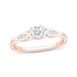 Now + Forever Round-Cut Diamond Celtic Love Knot Shank Engagement Ring 1/2 ct tw 14K Rose Gold