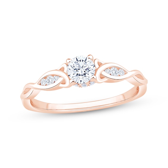 Now + Forever Round-Cut Diamond Celtic Love Knot Shank Engagement Ring 1/2 ct tw 14K Rose Gold