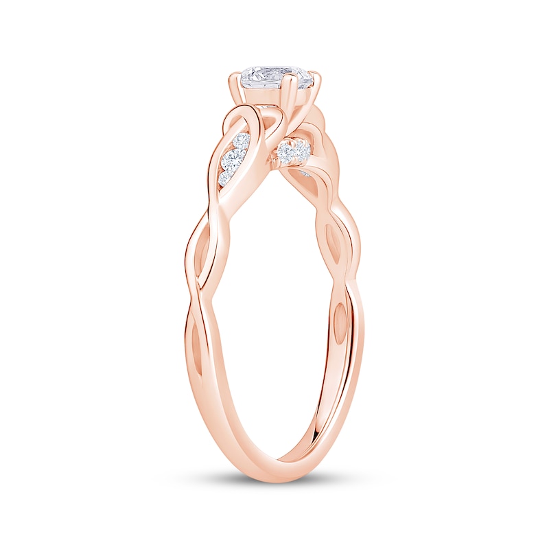 Main Image 2 of Now + Forever Round-Cut Diamond Celtic Love Knot Shank Engagement Ring 1/2 ct tw 14K Rose Gold