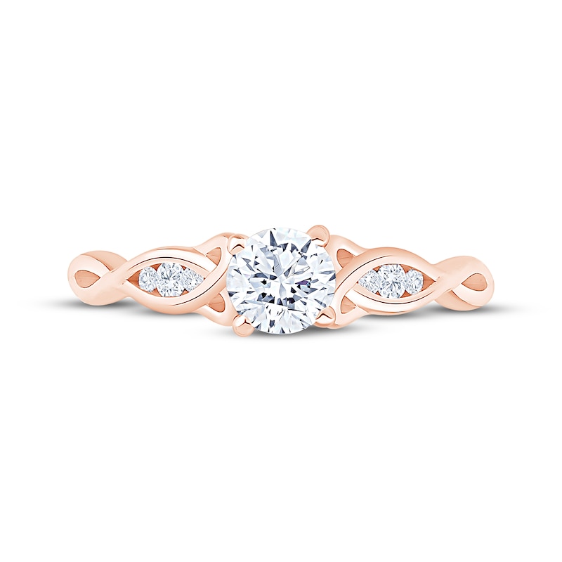Main Image 3 of Now + Forever Round-Cut Diamond Celtic Love Knot Shank Engagement Ring 1/2 ct tw 14K Rose Gold