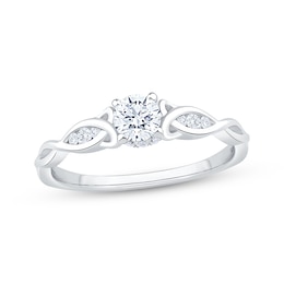 Now + Forever Round-Cut Diamond Celtic Love Knot Shank Engagement Ring 1/2 ct tw 14K White Gold