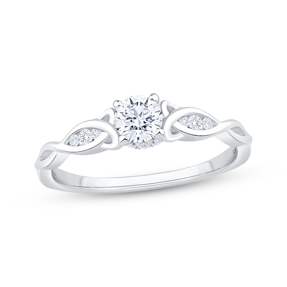 Now + Forever Round-Cut Diamond Celtic Love Knot Shank Engagement Ring 1/2 ct tw 14K White Gold