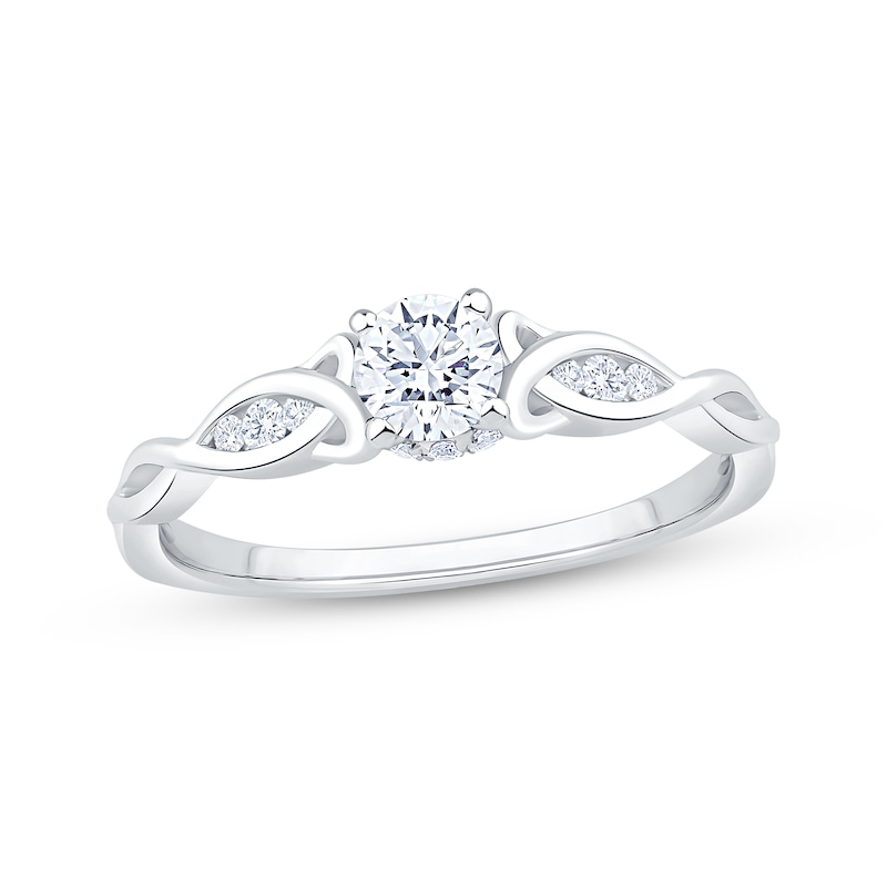 Main Image 1 of Now + Forever Round-Cut Diamond Celtic Love Knot Shank Engagement Ring 1/2 ct tw 14K White Gold