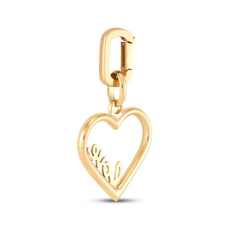 Main Image 4 of Charmed Memories Heart Outline &quot;Love&quot; Charm 10K Yellow Gold