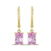 Thumbnail Image 2 of STUDIO BY KAY Emerald-Cut Pink Lab-Created Sapphire Drop Earrings 24K Yellow Gold Vermeil Sterling Silver