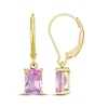 Thumbnail Image 3 of STUDIO BY KAY Emerald-Cut Pink Lab-Created Sapphire Drop Earrings 24K Yellow Gold Vermeil Sterling Silver