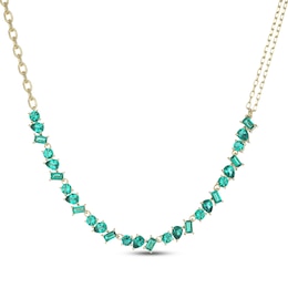 STUDIO BY KAY Baguette, Pear & Round-Cut Lab-Created Emerald Necklace 24K Yellow Gold Vermeil Sterling Silver 18"