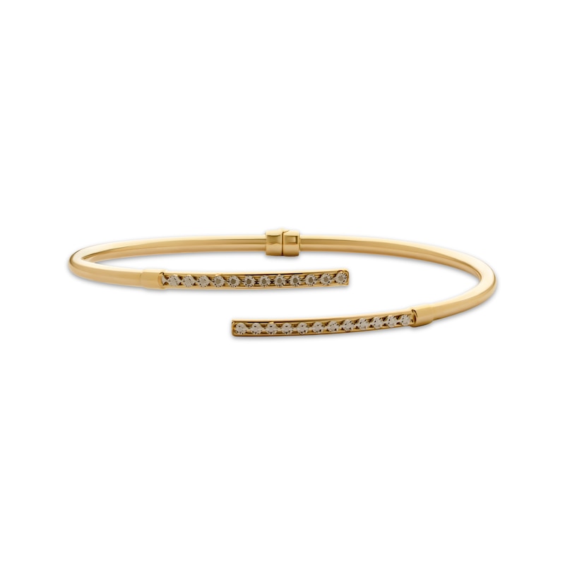 Main Image 1 of Italian Brilliance Diamond-Cut Bypass Cuff Bracelet 14K Yellow Gold