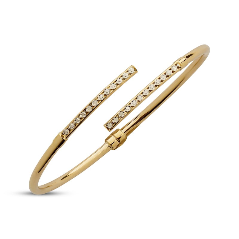 Main Image 2 of Italian Brilliance Diamond-Cut Bypass Cuff Bracelet 14K Yellow Gold