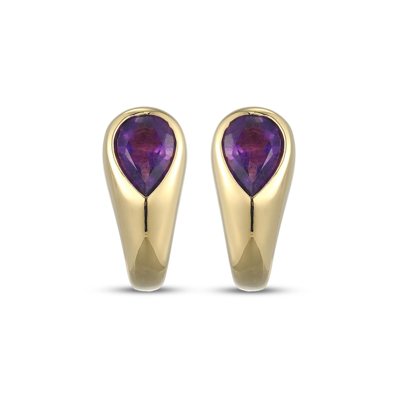 Main Image 2 of STUDIO BY KAY Pear-Shaped Amethyst Huggie Hoop Earrings 24K Yellow Gold Vermeil Sterling Silver