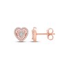Thumbnail Image 3 of Multi-Diamond Heart Halo Stud Earrings 1/5 ct tw 10K Rose Gold