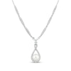 Thumbnail Image 1 of Cultured Pearl & White Lab-Created Sapphire Drop Necklace Sterling Silver 18"