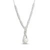 Thumbnail Image 2 of Cultured Pearl & White Lab-Created Sapphire Drop Necklace Sterling Silver 18"