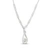 Thumbnail Image 3 of Cultured Pearl & White Lab-Created Sapphire Drop Necklace Sterling Silver 18"