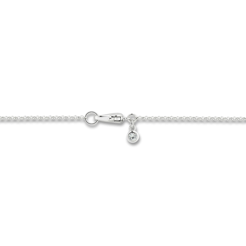Main Image 4 of Cultured Pearl & White Lab-Created Sapphire Drop Necklace Sterling Silver 18"