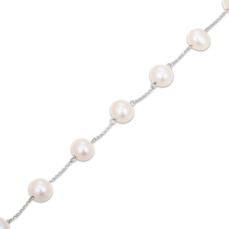 Main Image 3 of Cultured Pearl Station Bracelet Sterling Silver 7.25"